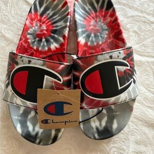 Champion Men’s casual slide sandals “Black Scarlet” IPO